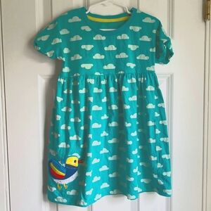 Girls 4T Cloud Motif With Tropical Bird Embroidery Dress